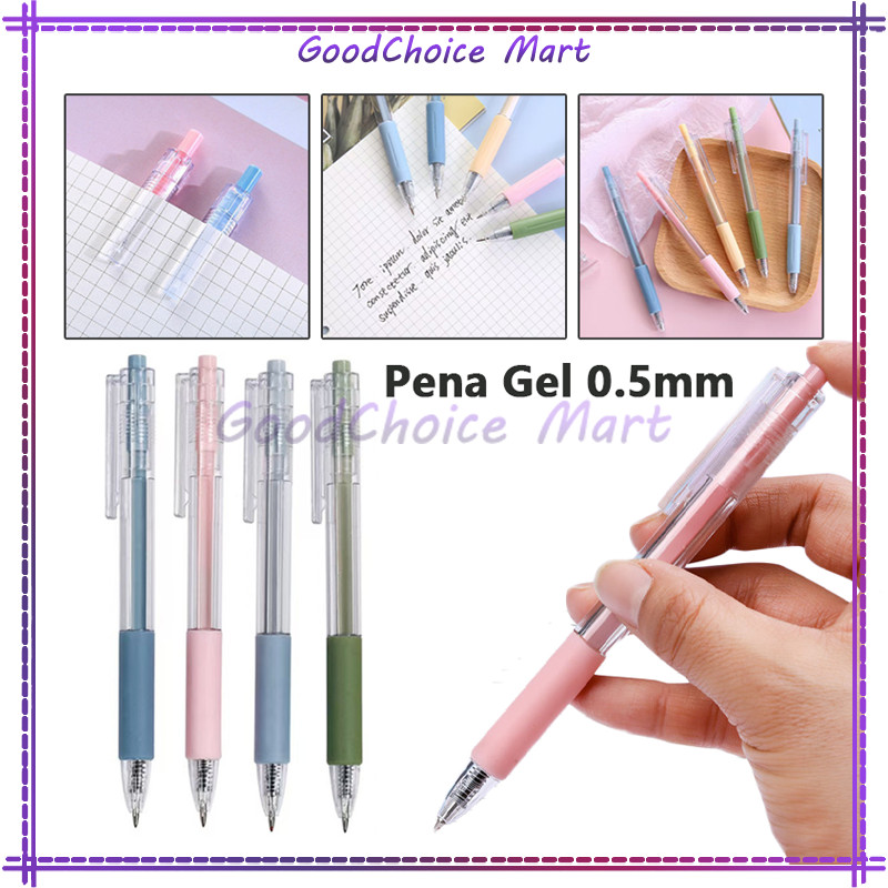 

Pulpen Cetekan Transparant Pastel Polos Pena Gel 0.5mm Tinta Hitam Alat Tulis Sekolah Kantor Bolpoint Polos