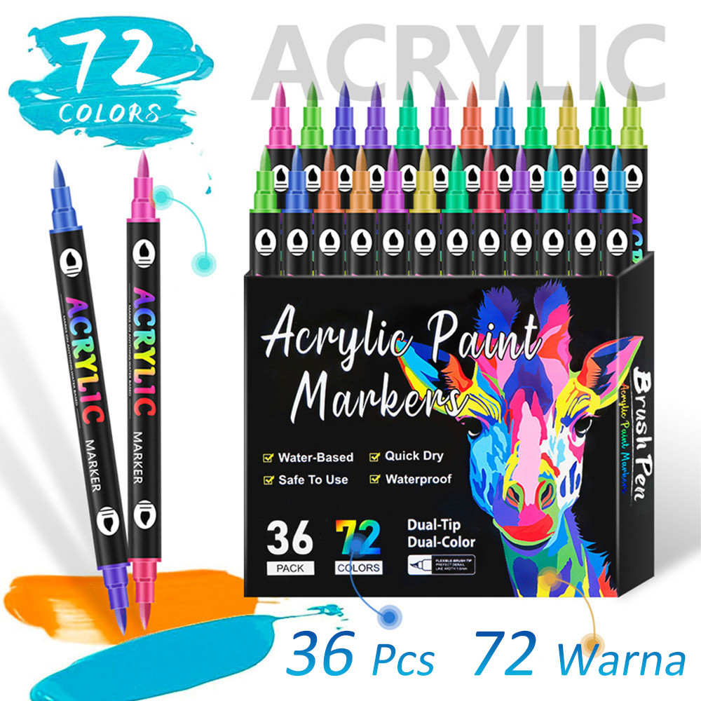 

72 Warna 1 Set Hexagonal Watercolor Marker Pen Stabilo Pastel 12/24/36/48 Warna