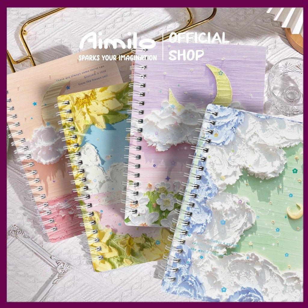 

READY Aimilo Notebook A5 1 Paket 4 Pcs Buku Diary Aesthetic Buku Jurnal Aesthetic Sekolah 60 Lembar