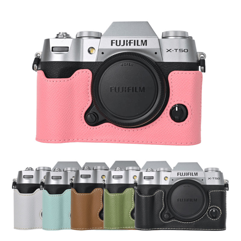 

PU Leather Camera Case Cover For Fujifilm XT50 FUJI X-T50 Half Body Video Bag