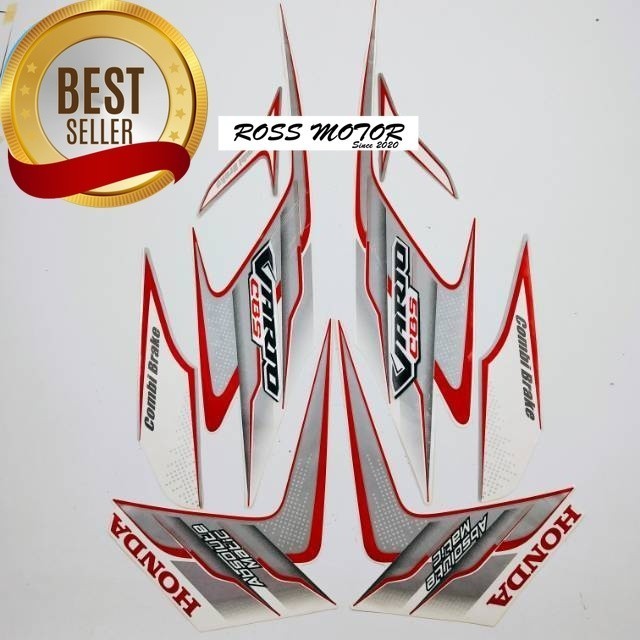 Striping stiker polet honda vario cbs 110 karbu 2010 putih standar stiker motor     Sticker