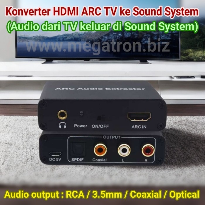 Konverter HDMI ARC TV ke Sound System (Audio TV keluar di Sound System) - HDMI ARC Audio Extractor