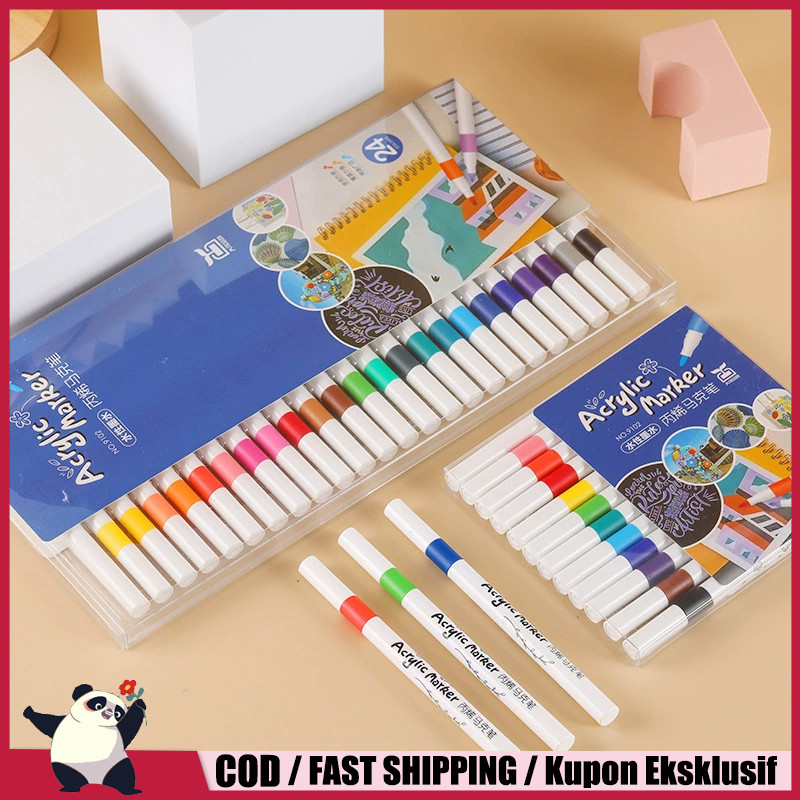 

Spidol Acrylic Marker24/36/48/60/80 Colors Warna Tahan Air Cepat Kering Spidol Akrilik Marker Set Spidol Acrylic Painter General Marker Menggambar Kreativitas Pendidikan Seni DIY Painting Spidol Pastel Pulpen