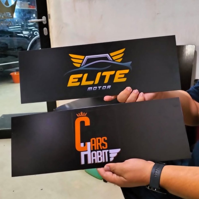 

Sign Custom Plat Mobil 46 x 14 UV Print Laser Cutt Signboard