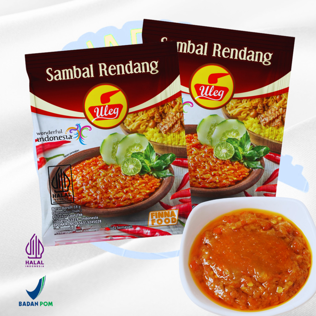 

Sambal Finna Uleg Terasi Rendang Authentic Indonesia Hot Chili Spicy Halal Pedas Sachet 18g