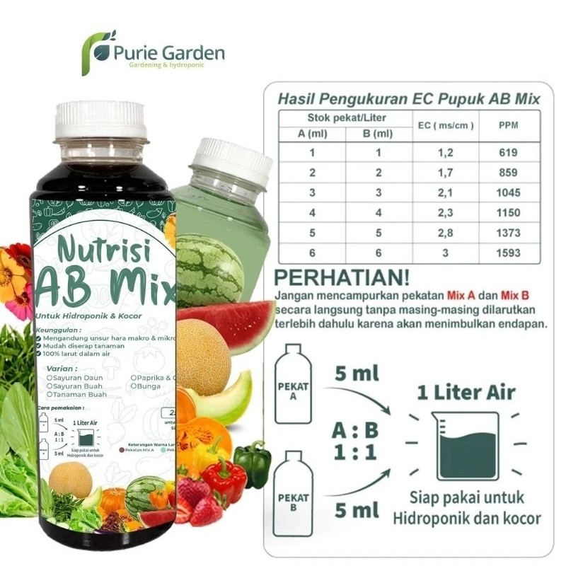 Pupuk Nutrisi AB Mix Sayuran Buah Cabe Bunga Cair 250 ML