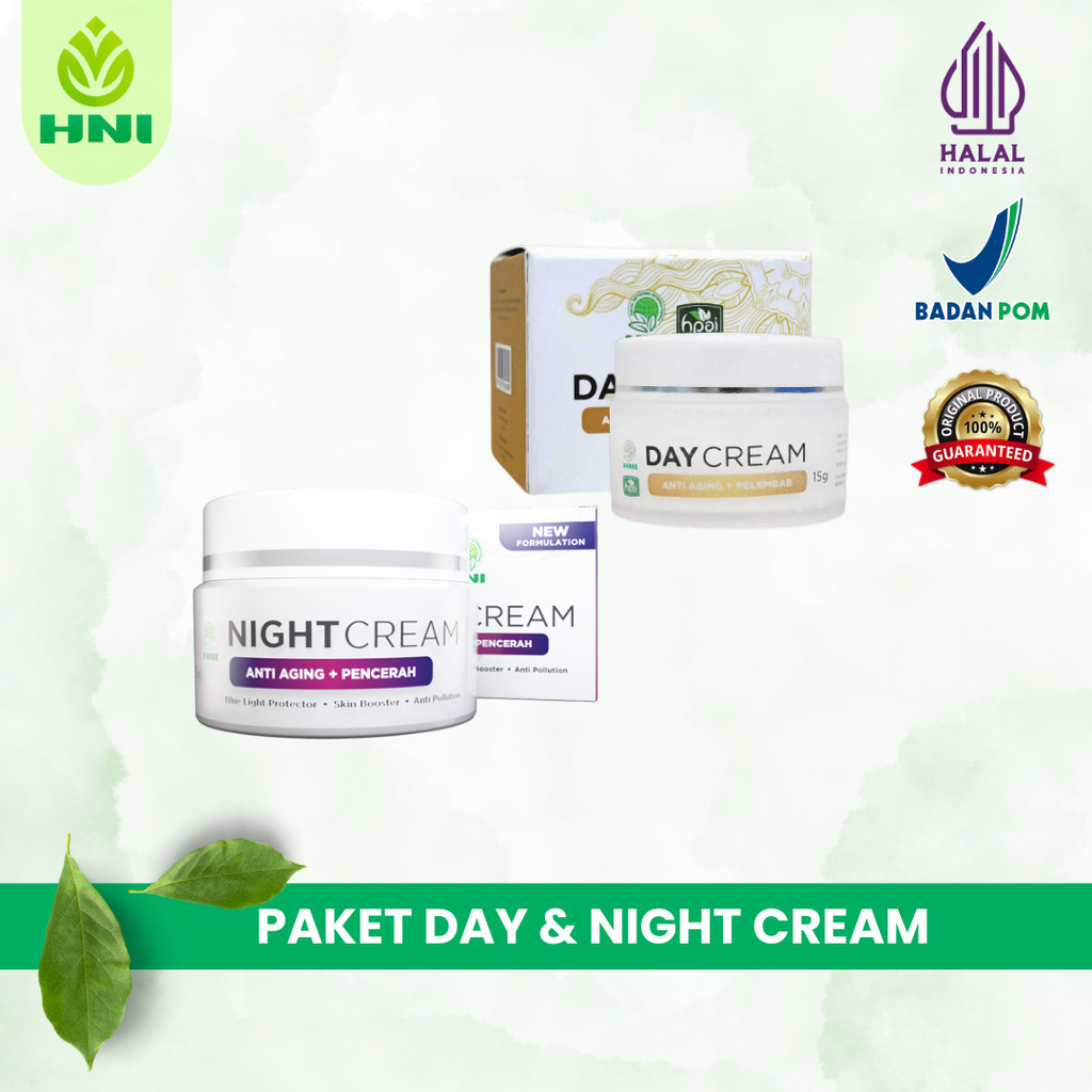 

Paket Night Cream & Day Cream / Krim Wajah siang & Malam - Ori - HNI BPOM