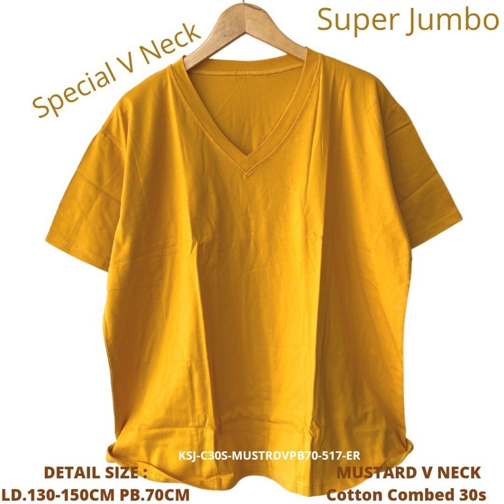 BEST SELLER [eroicashop] Kaos Jumbo Wanita V Neck Polos / Bulat Ld130CM Cotton Combed 30s Adem / Kao