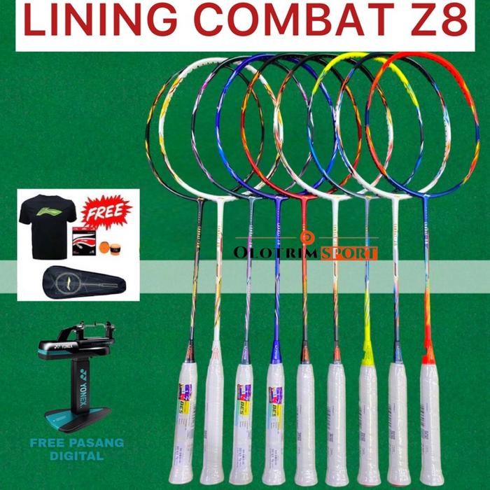 Raket Badminton COMBAT Z8 Original - Grey Pink 5u, Raket + Tas