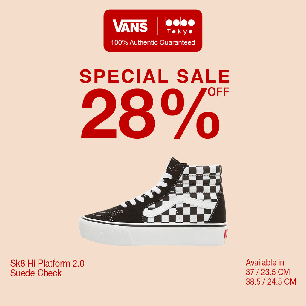 Sepatu VANS ORIGINAL - Sk8 Hi Platform 2.0 Suede Checkerboard
