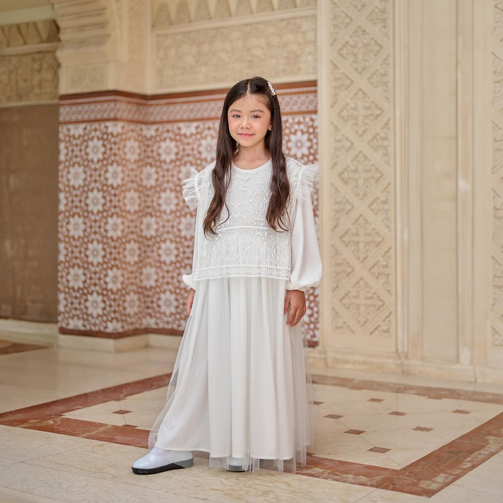 ZM Zaskia Mecca - Akari Gamis Anak Wanita - White Series - Binar Samudra