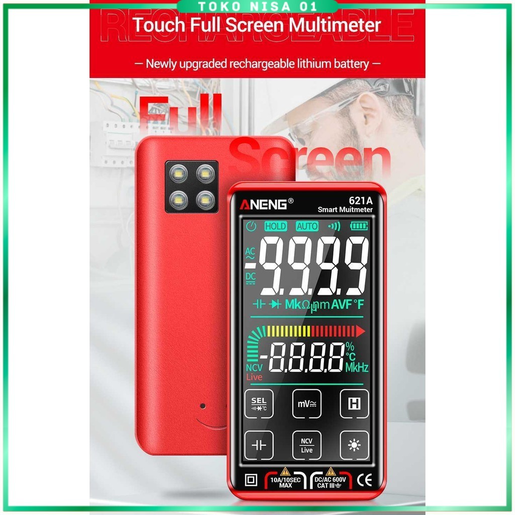 ANENG Smart Digital Multimeter Tester Transistor Touch Screen - 621A