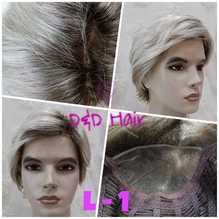 Wig Rambut - Wig Pria - Half Lace Wig dan Front Lace Wig - Wig Warna - L-1 Half Lace