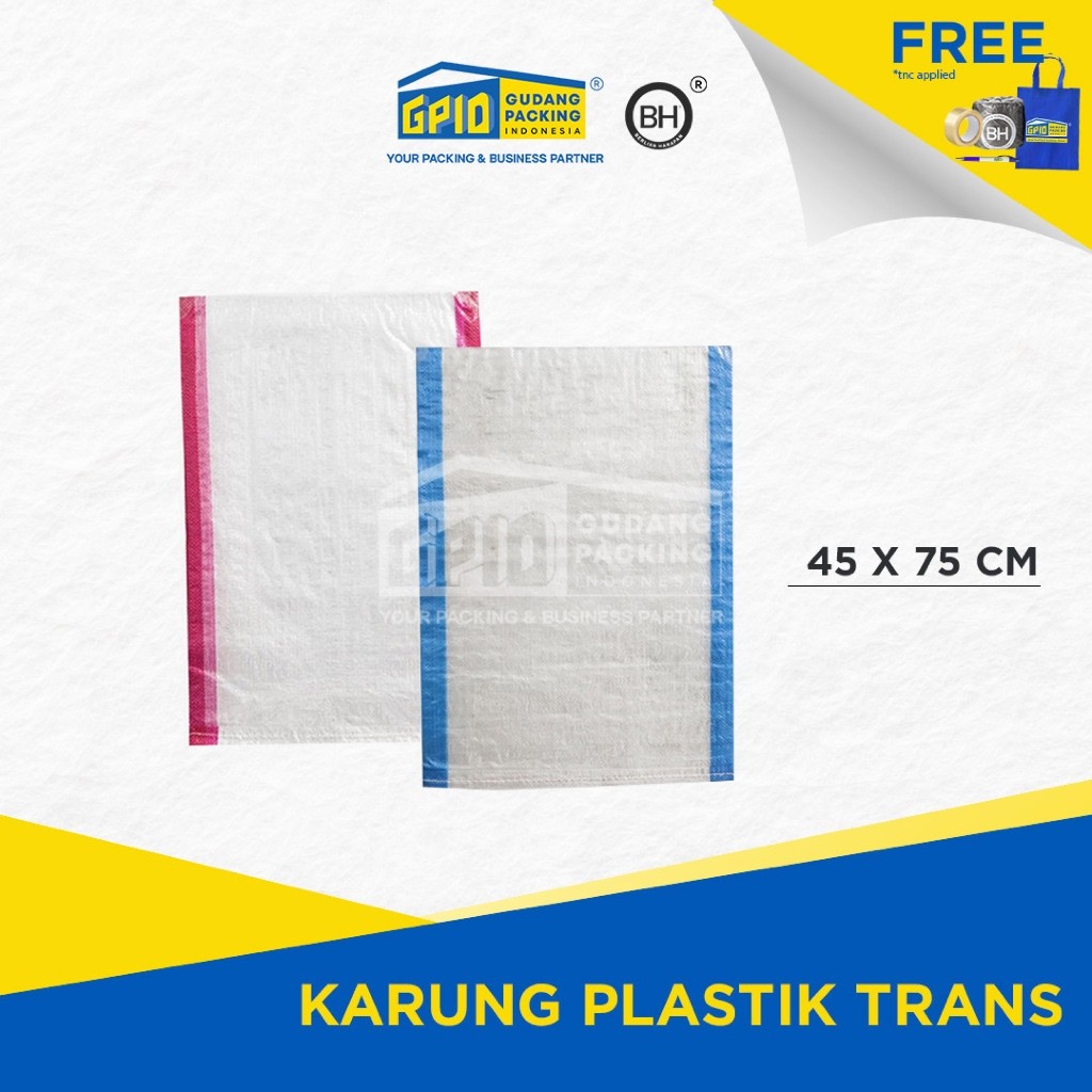Karung Plastik Transparan ukuran Beras 25Kg 45x75 (ISI 100 LBR) MURAH