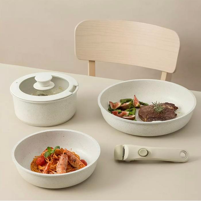 Carote Detachable Handle (Bisa Dilepas) SET 3pcs Frying Pan Sauce Pan