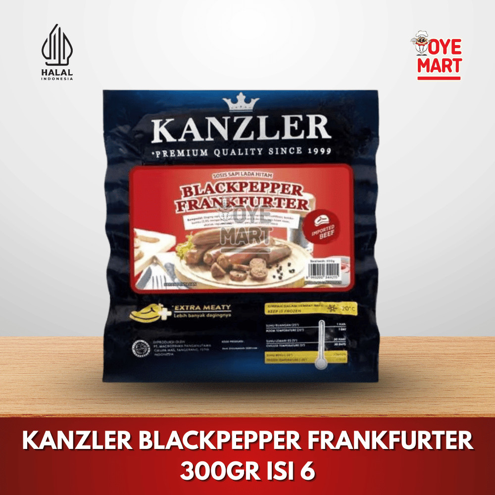 

KANZLER BLACK PEPPER FRANKFURTER 300GR ISI 6 SOSIS SAPI LADA HITAM HARGA PROMO