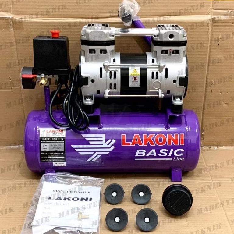 KOMPRESOR LAKONI BASIC 550 SLS - 550 SL SERIES - TIPE OILESS TERBARU SILENT TANPA OLI 10 LITER - 0,7