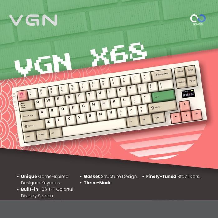 VGN x Subor X68 / X-68 Hotswap Gasket Wireless 65% Mechanical Keyboard - Retro