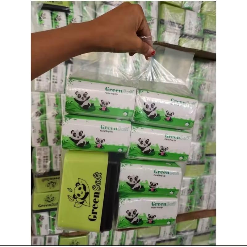(6 TISU+1KOTAK TISU) Tisu Green Soft Pop Up tisu 130sheet pop up