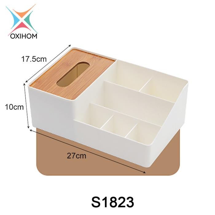 

br e Oxihom Tempat Tisu Rak Kosmetik Rak Make Up Stationary Rak Dapur Kotak Tissue Kayu Plastik Penyimpanan - S1823MKU Besar