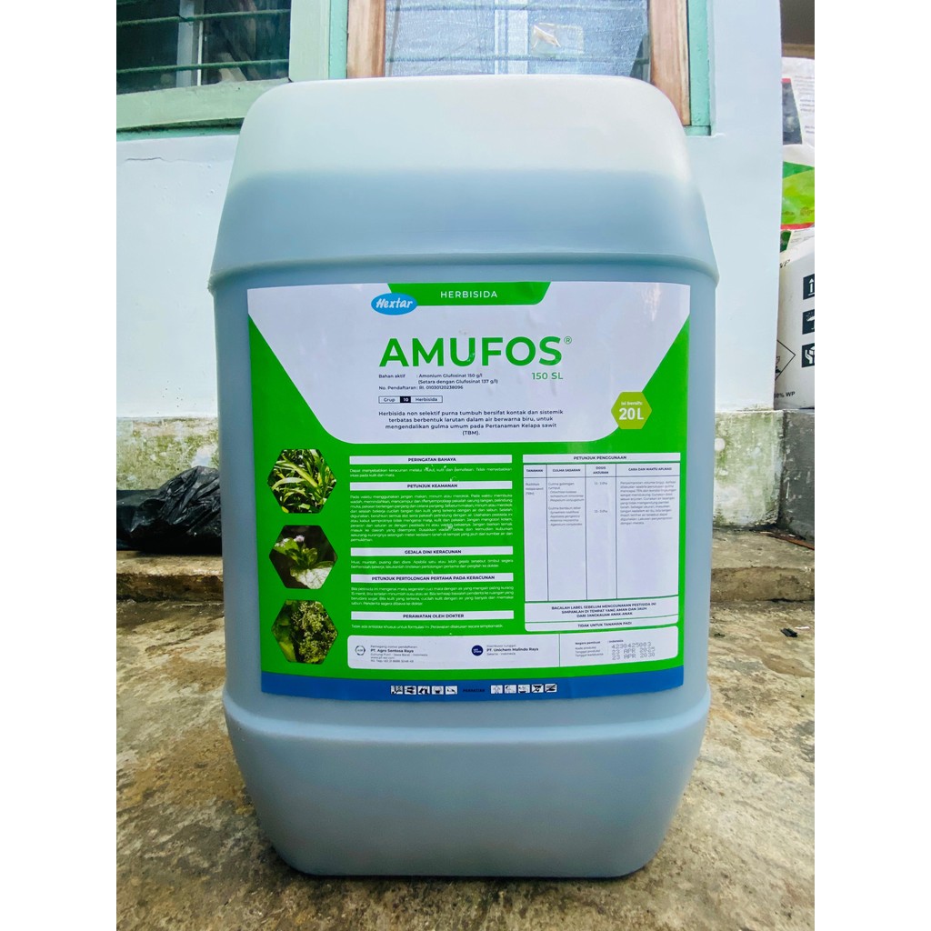 Herbisida pengendali gulma lulangan AMUFOS 150SL isi 20 LITER dari HEXTAR