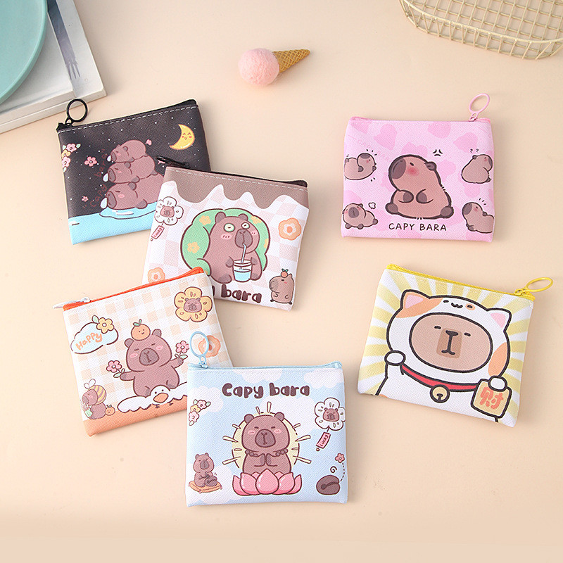 

24 pcs/lot Mini Capybara Pencil Case Kawaii Coin Purse Pencil Case Pencil Box Stationery Pouch Pen Bag Office School Supplies