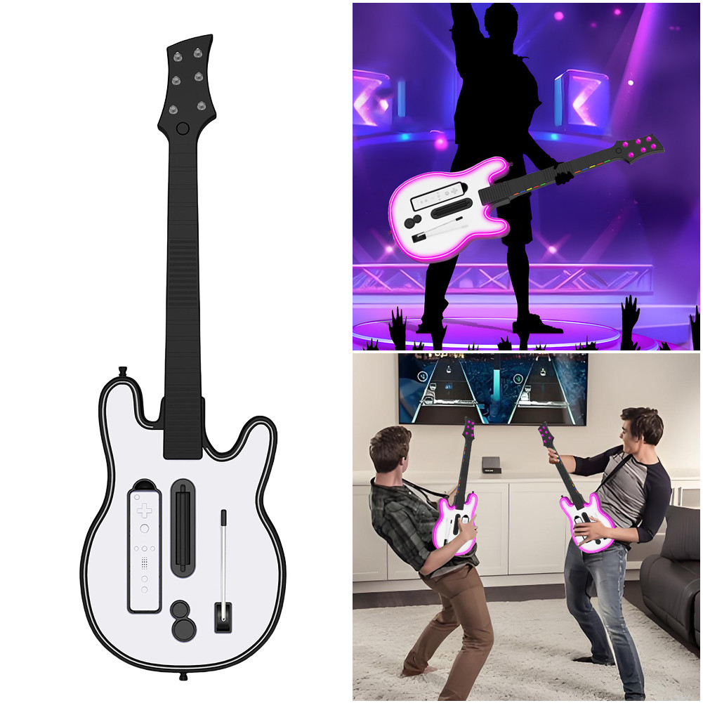 Wireless Guitar Controller Wireless Gaming Controller RGB Guitar Handle Guitar Gamepad for Wii Guita