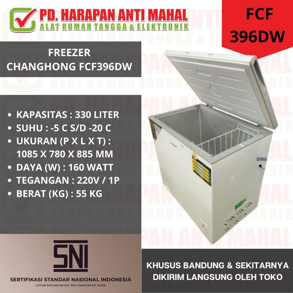 FREEZER CHANGHONG FCF396DW/ FREEZER 330 LITER CHANGHONG FCF396DW/ FRREZER BOX CHANGHONG FCF396DW/ PE