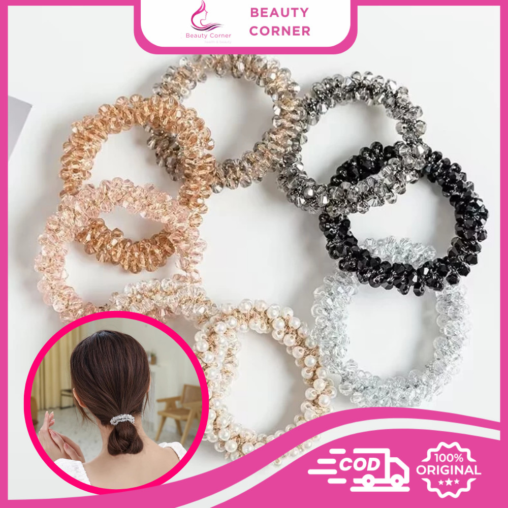 Ikat Rambut Wanita Elastis Aksen Crystal