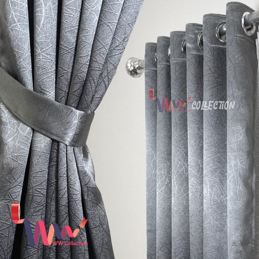 Gorden Glossy Blackout Tirai Jendela Pintu 6 Gelombang Kamar Minimalis Aesthetic Panjang Pendek