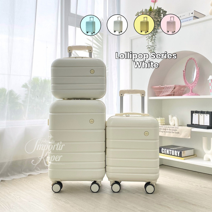 ✨READY✨ -Koper Joshee  LOLLIPOP Series Koper Lucu Cabin 14 16 20 Inch - LOLLIPOP WHITE, 20 INCH