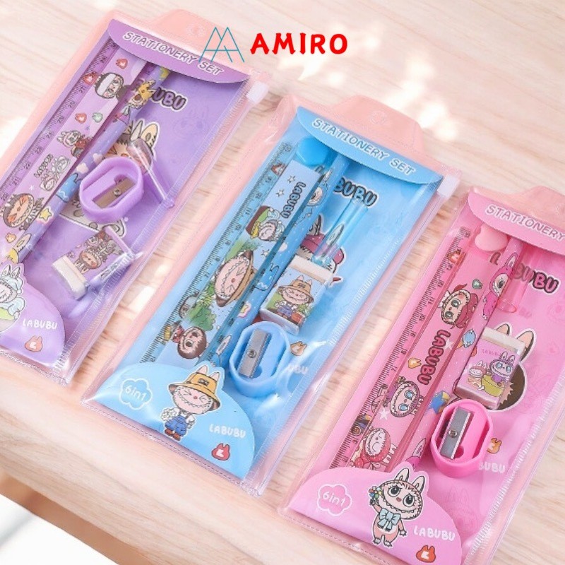 

5in1 Study Set Alat Tulis Anak Lucu / Pensil Set Penghapus Set Dompet Untuk Sekolah Hadiah Karakter Kuromi
