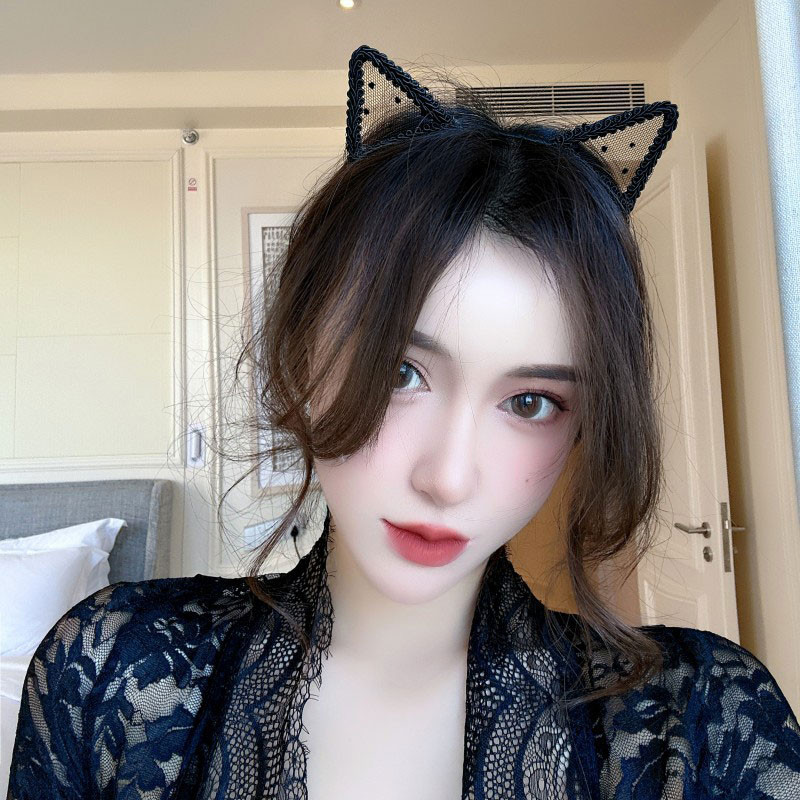 Allure Lucu Renda Bando Telinga Kucing Seksi Wanita Kucing Cosplay Aksesoris Sexy Haram Baju Dinas