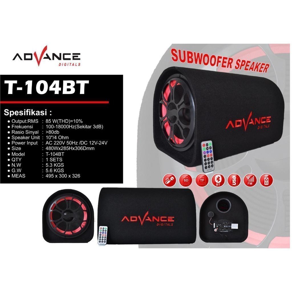 SPEAKER ADVANCE T104 / SPEAKER ADVANCE BLUETOOTH 104BT / SPEAKER ADVANCE 104BT-PRO PLUS MIC     10in