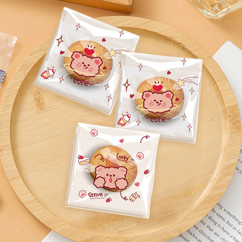 

Galorea Tas Kemasan Kartun Lucu Transparan Tas Perekat Diri Nougat Tas Kemasan Makanan Ringan