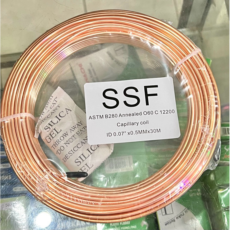 Pipa Kapiler 0.70 PipaTembaga Tube Capiler SSF Kulkas AC Kondensor  0.07” x 0.5mm Pipa Selang Tembag