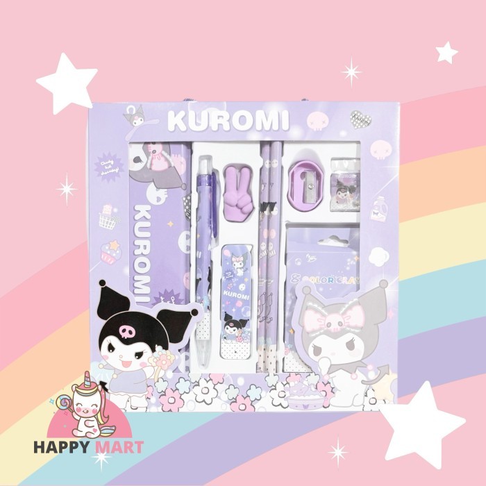 

[New]Best Kotak Pensil set Pensil mekanik + crayon kuromi / melody / moroll - Kuromi