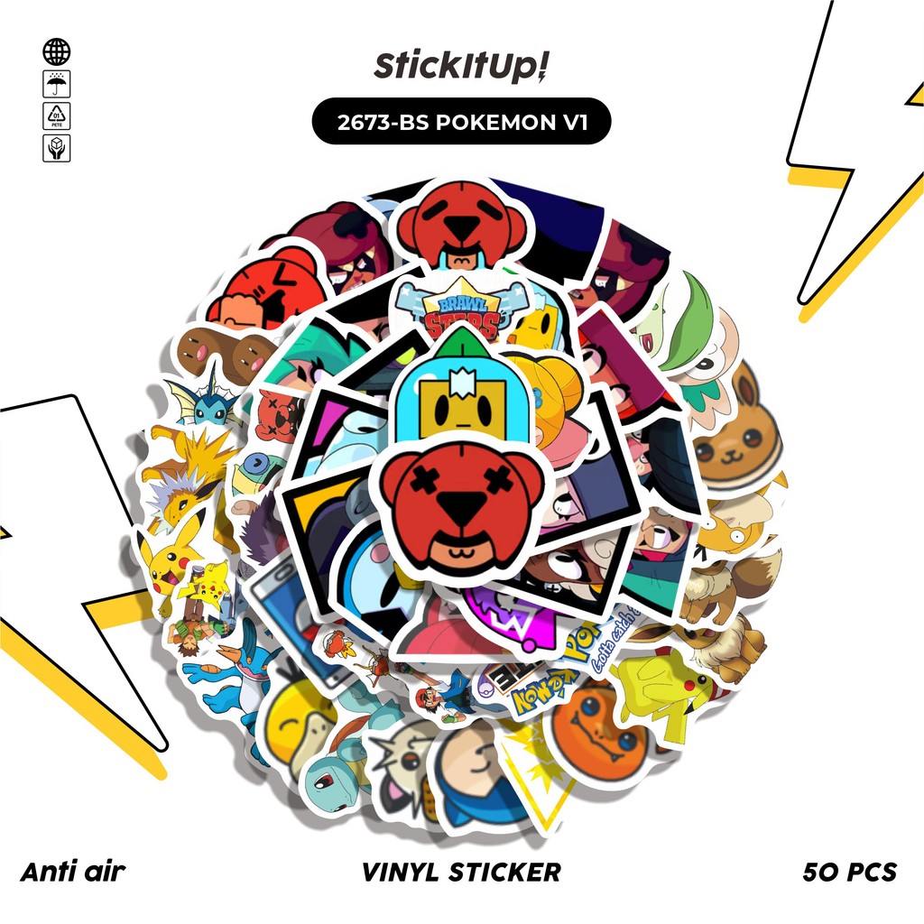 

COD✨ 50 Pcs Stiker BS POKEMON V1 Lucu Anti Air Untuk Dekorasi Notebook Sepeda Skateboard Handphone DIY
