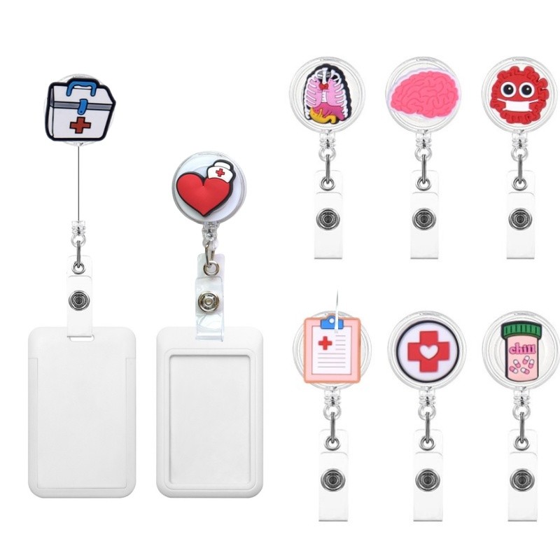 

Cartoon Badge Reel Nurse Workers Enfermera ID Holder Girl Boy Retractable Name Card Holder Accessory