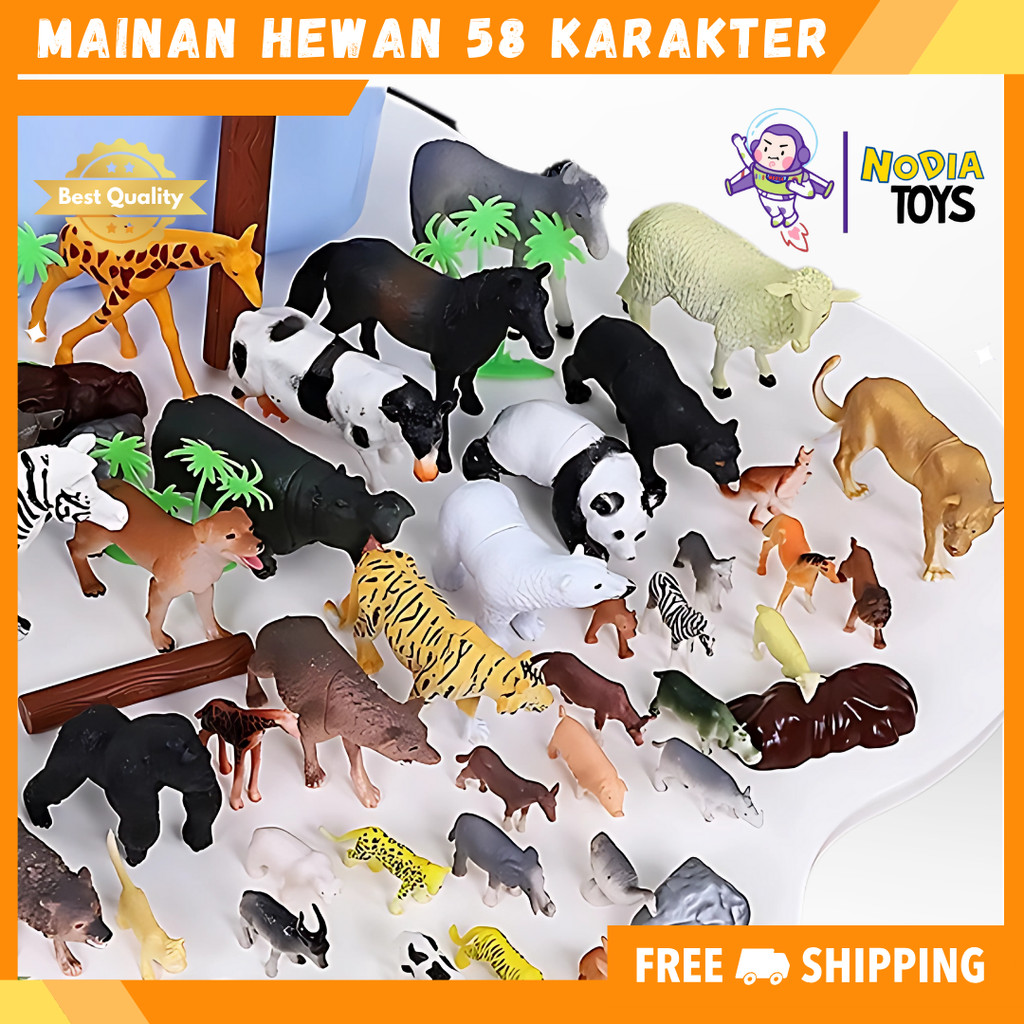 𝐍𝐨𝐝𝐢𝐚 𝐓𝐨𝐲𝐬 Mainan Hewan 58 Karakter | MMainan Binatang Karet | Mainan Simulasi Model Hewan Binatang 