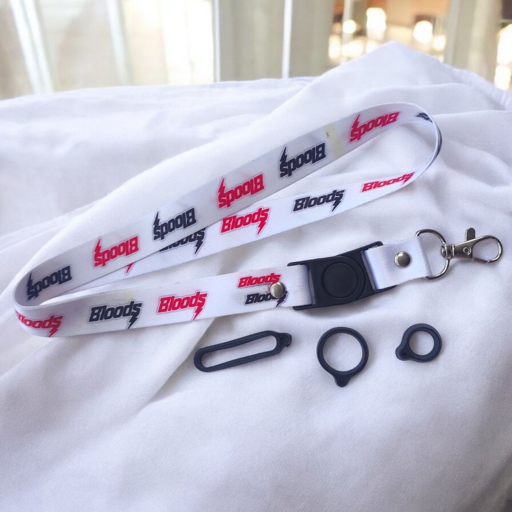 

Lanyard 2 Cm Motif BLOODS PUTIH Name Tag Bonus 3 Karet