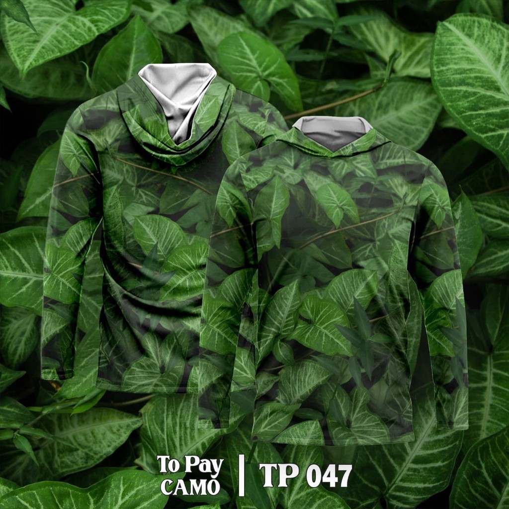 Baju Kamuflase Hunting Camo dan Kaos Berburu Lengan Panjang Camo untuk Pria Motif Daun Talas