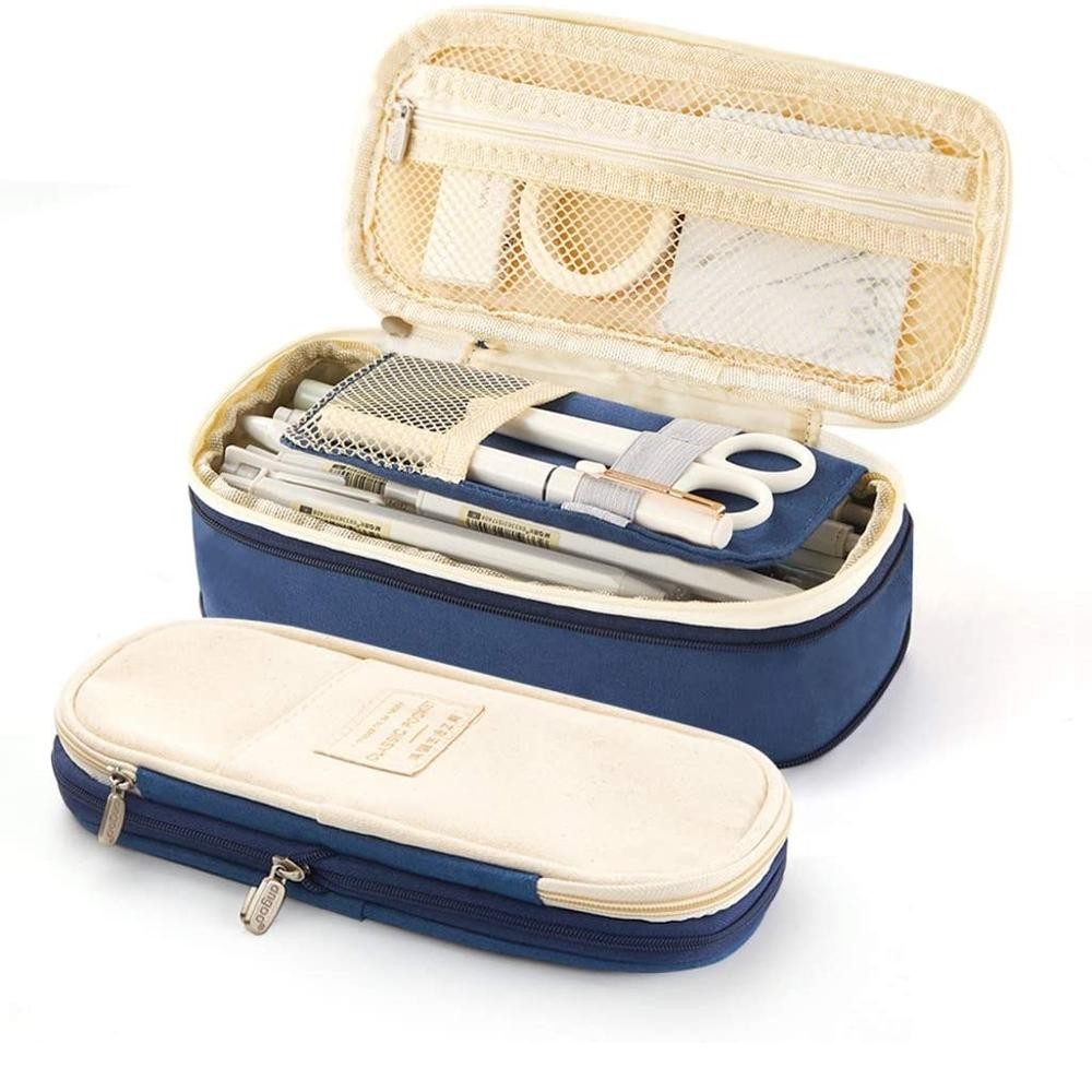

Kids Students Double Sided Pen Bag Pencil Case Special Dual Canvas Pocket Storage Bag Pouch Stationery School Trave Case Bay