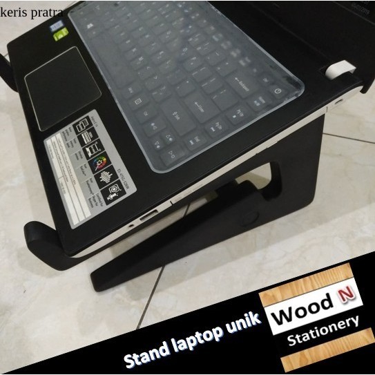 Meja laptop unik / Stand laptop kayu portable knockdown Hitam & putih - Putih istimewa