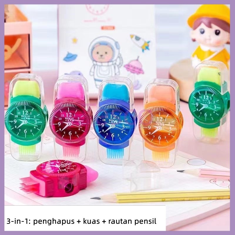 

Tesco Rautan pensil multifungsi/rautan pensil 3-in-1/rautan pensil berbentuk jam tangan