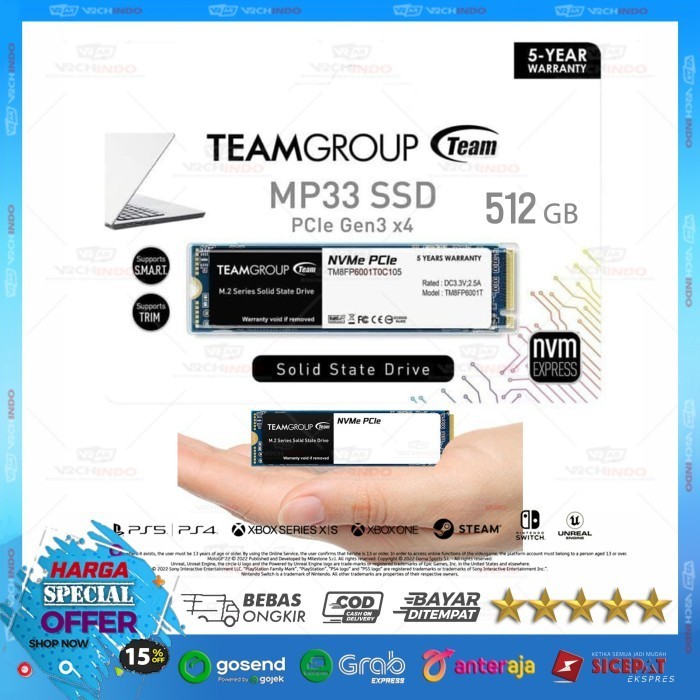 SSD NVMe M2 Team Group 512GB Team MP33 2280 - SSD NVME M.2 512 GB TeamGroup MP-33 2280 PCIe Gen3 X4
