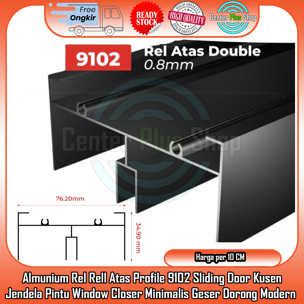 Alumunium Aluminium Almunium Rel Rell Atas Profile Profil Propil 9102 Sliding Sleding Seliding Door 