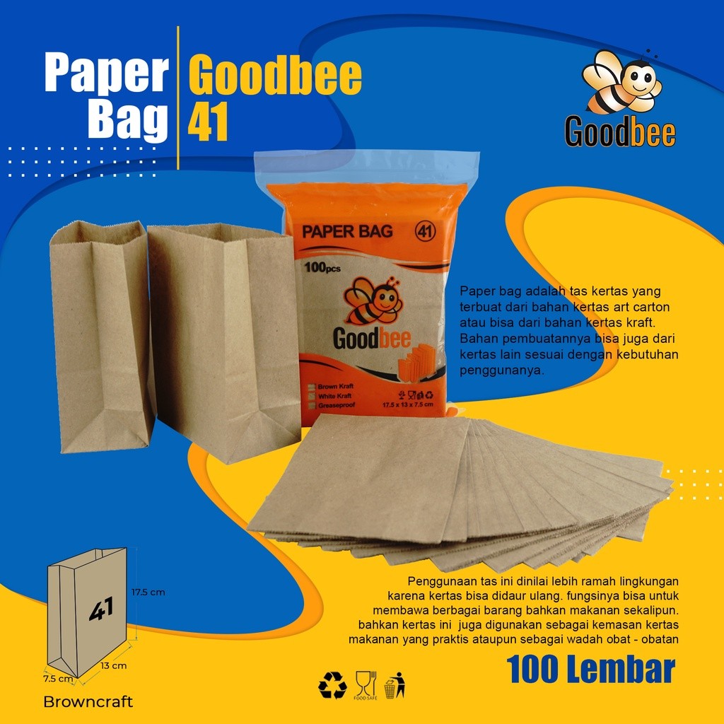

Paper Bag kode 41 - Brown Kraft - Kantong Kertas Goodbie 100pcs