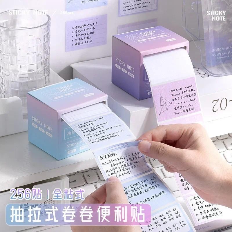 

256 Sheets Pull Out Sticky Notes Roll Tape Memo Pads Full Adhesive Self-Adhesive Sticker Label for Noting Writing