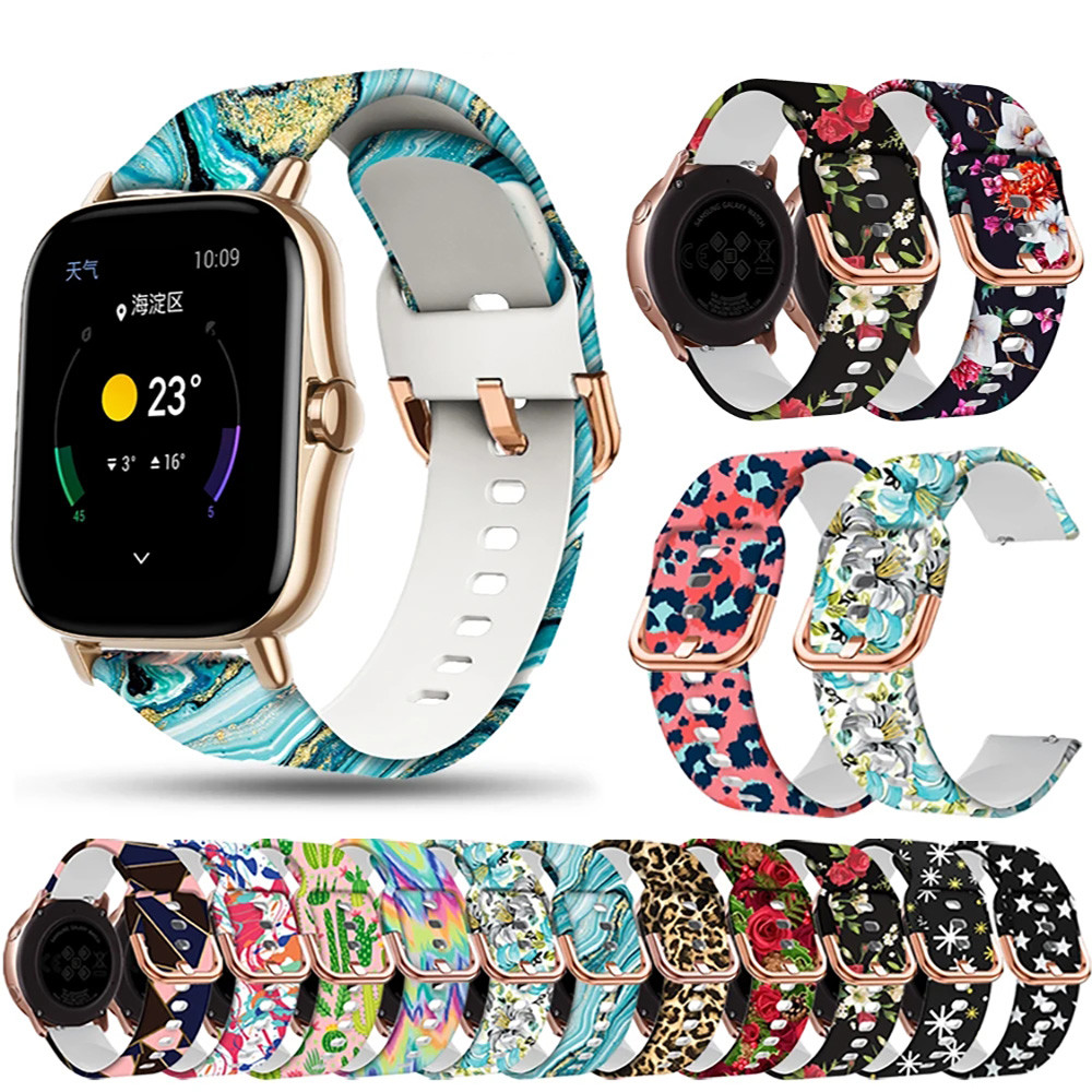 20mm Printing Silicone Strap For Xiaomi Huami Amazfit GTS 2/4 GTS2 Mini Bip U Smart Watch Wrist Brac